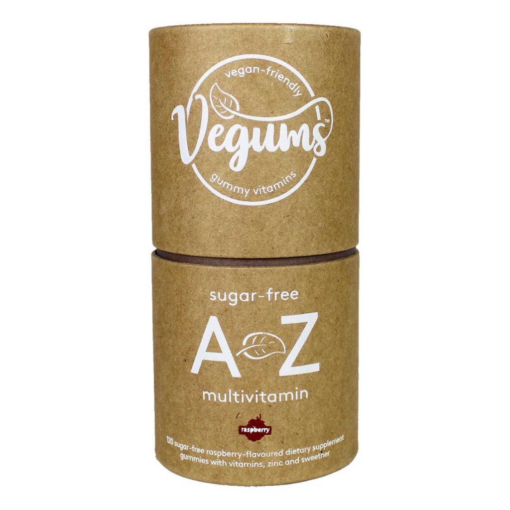 Vegums vegan multivitamins in cardboard container