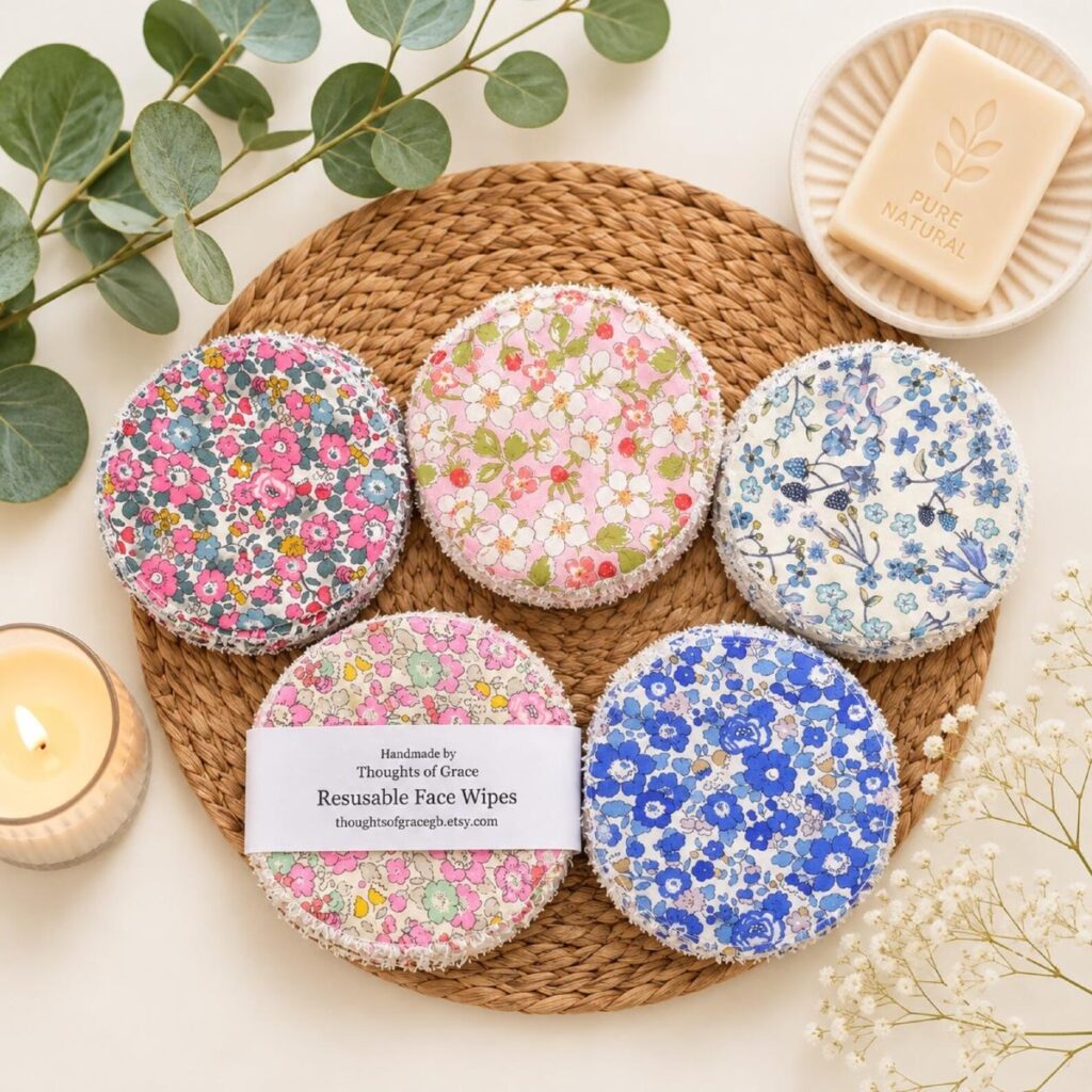Reusable Liberty fabric makeup removal pads