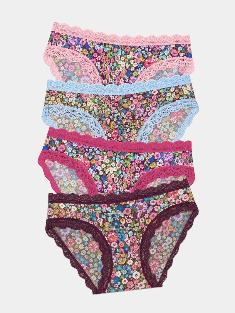 A pack of four bright floral knickers from sustainable underwear brand Stripe & Stare.
